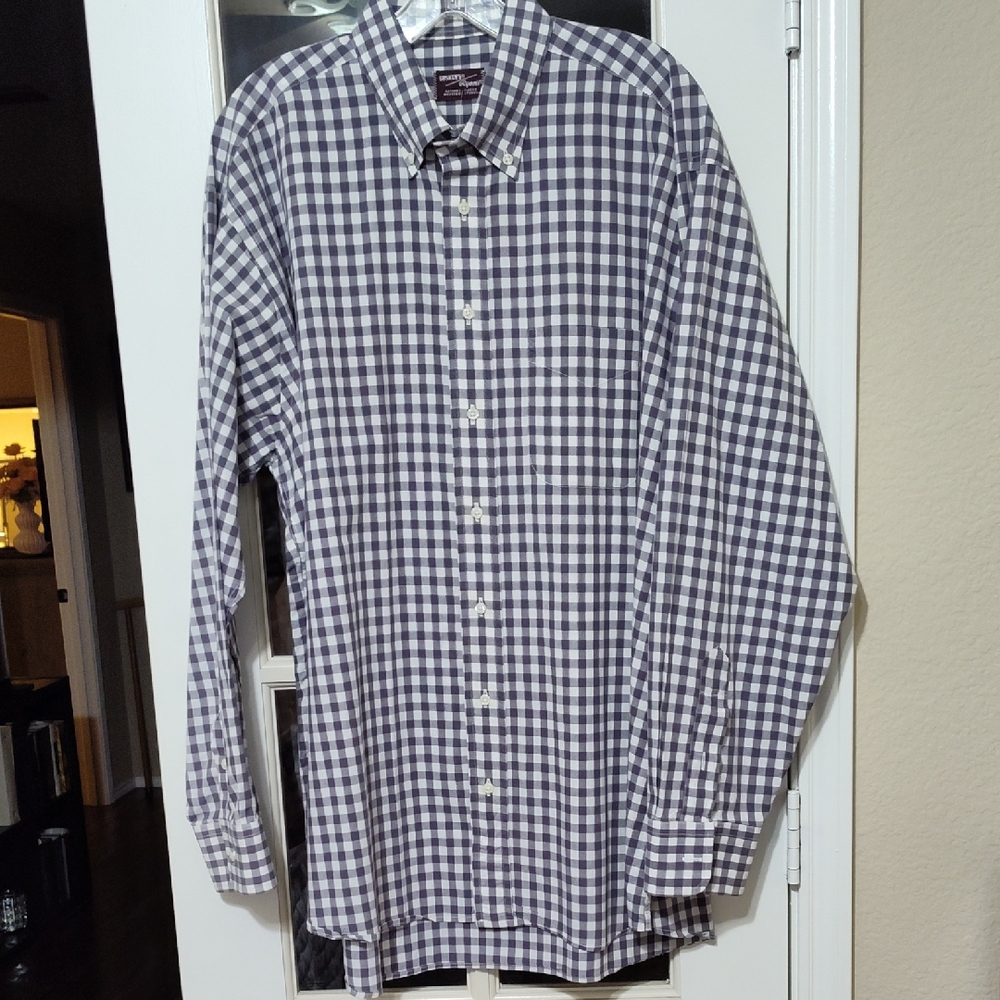 Luskey's Gingham Plaid Long Sleeve Shirt, Size 17.5"x35"